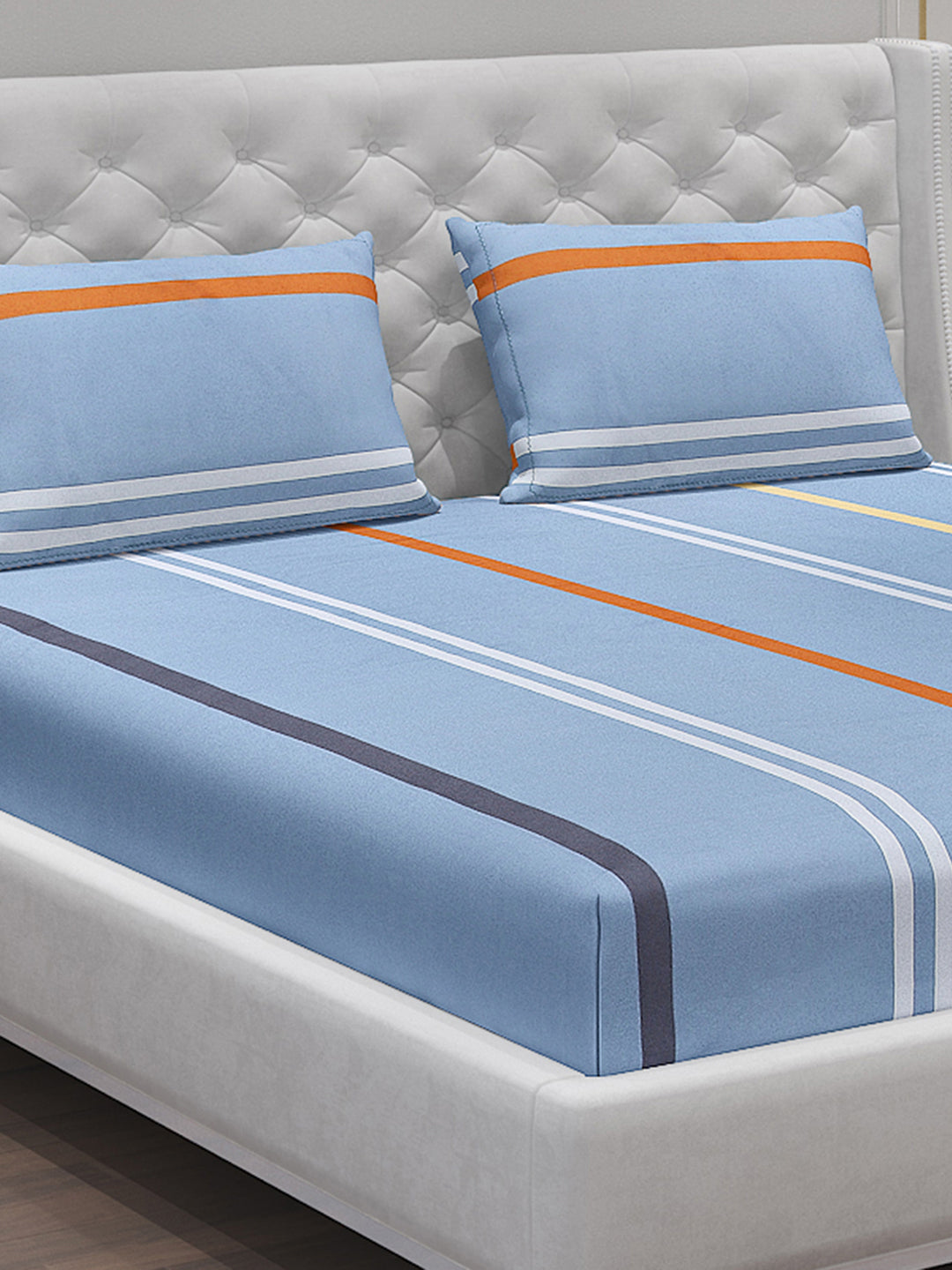 140 GSM Polyester Double Bed Bedsheet with 2 Pillow Covers