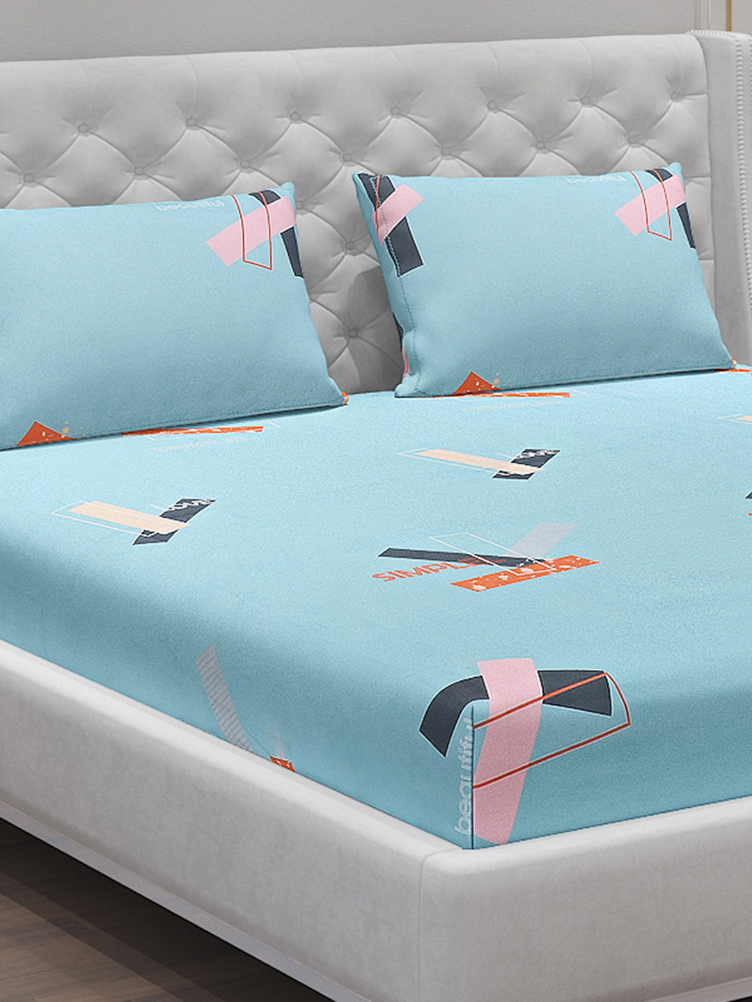 140 GSM Polyester Double Bed Bedsheet with 2 Pillow Covers