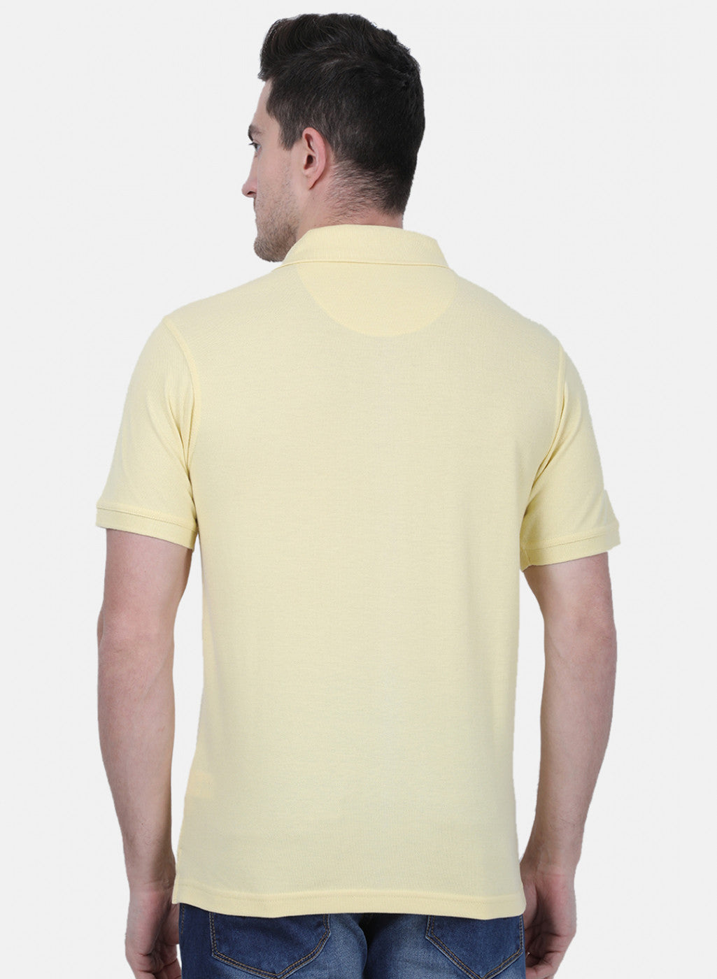 Mens Yellow Plain T-Shirt