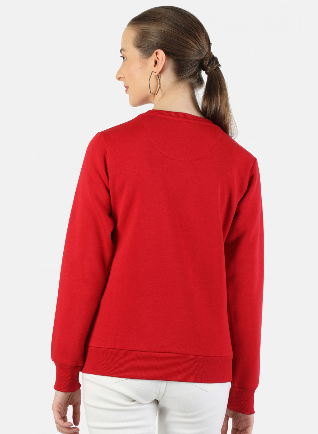 Women Red Embroidered Sweatshirt