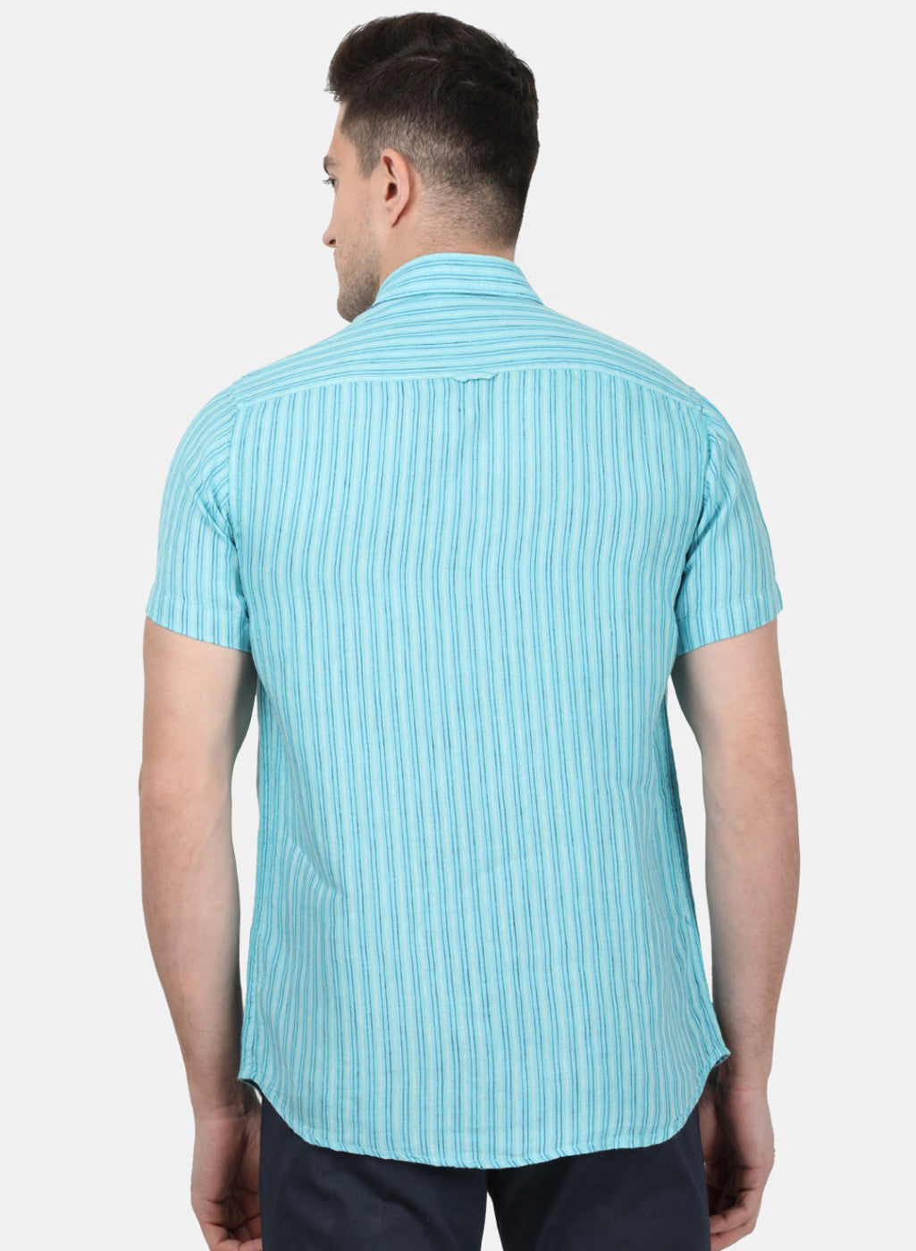 Mens Blue Stripe Linen Shirt