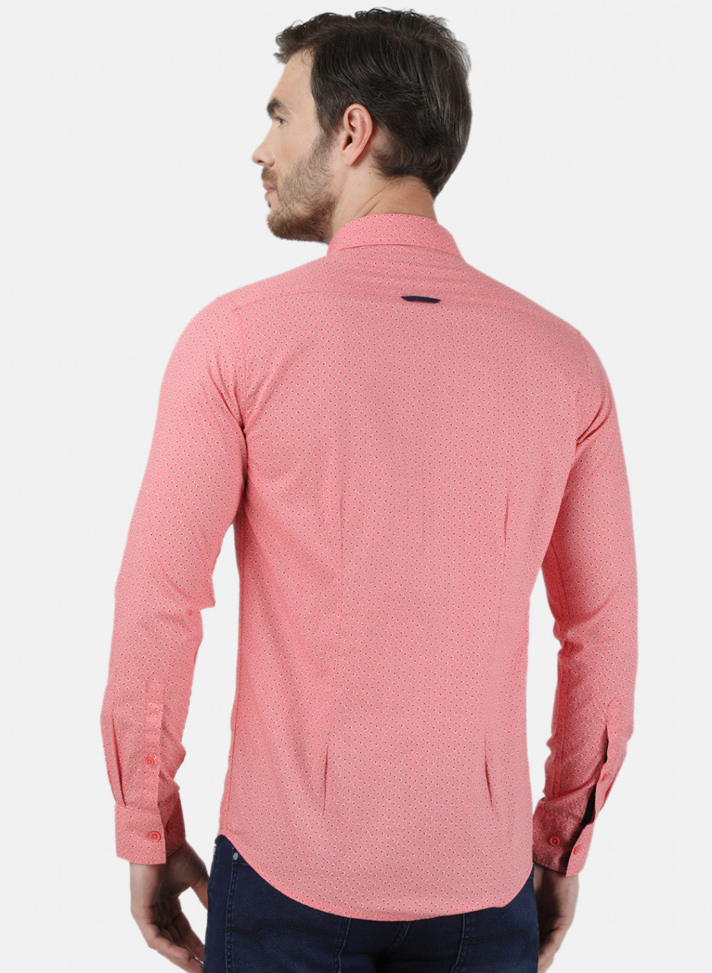 Mens Peach Printed Shirt