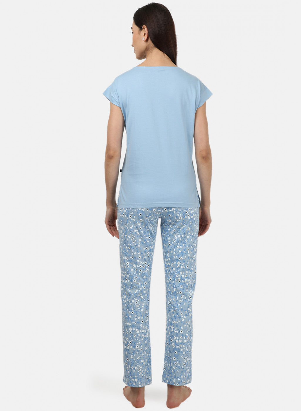 Womens Off White & Blue Printed Lower Sets