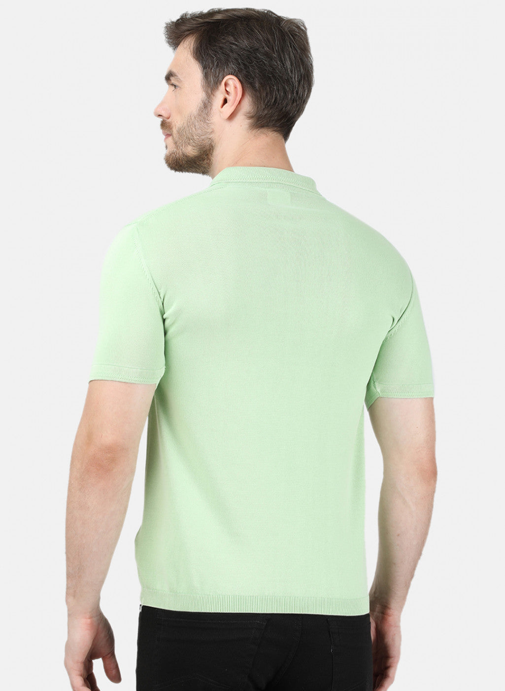 Mens Light Green Plain T-Shirt