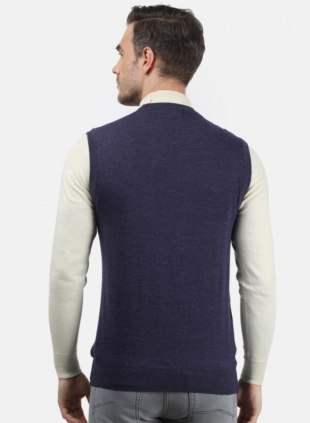 Men Purple Solid Sweater