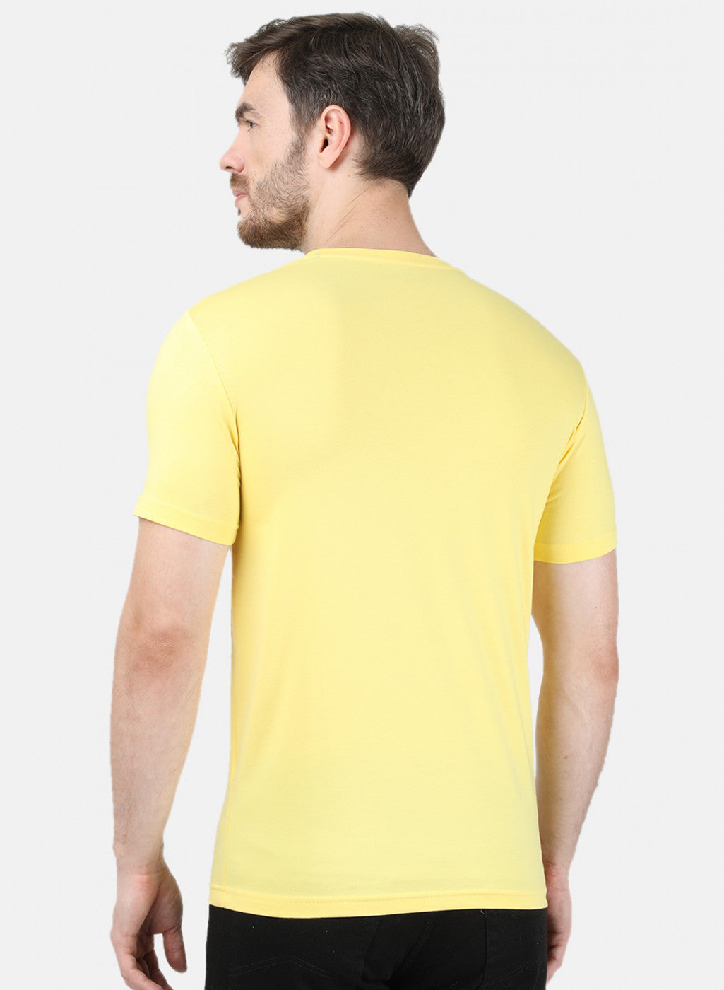 Mens Yellow Plain T-Shirt