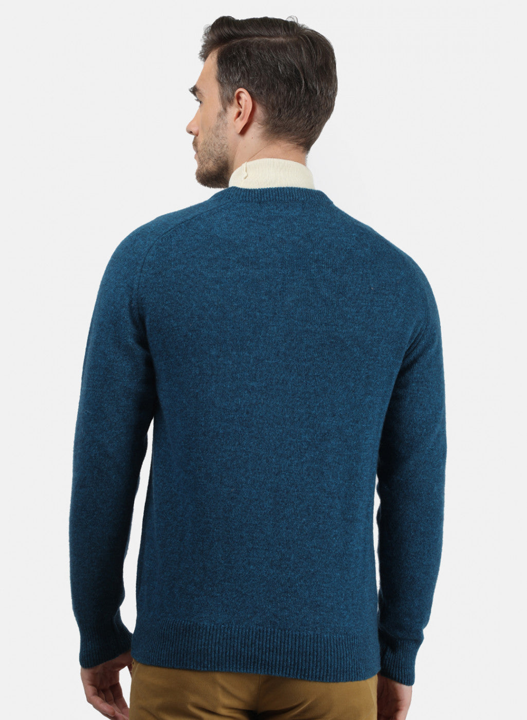Men Blue Melange Solid Pullover