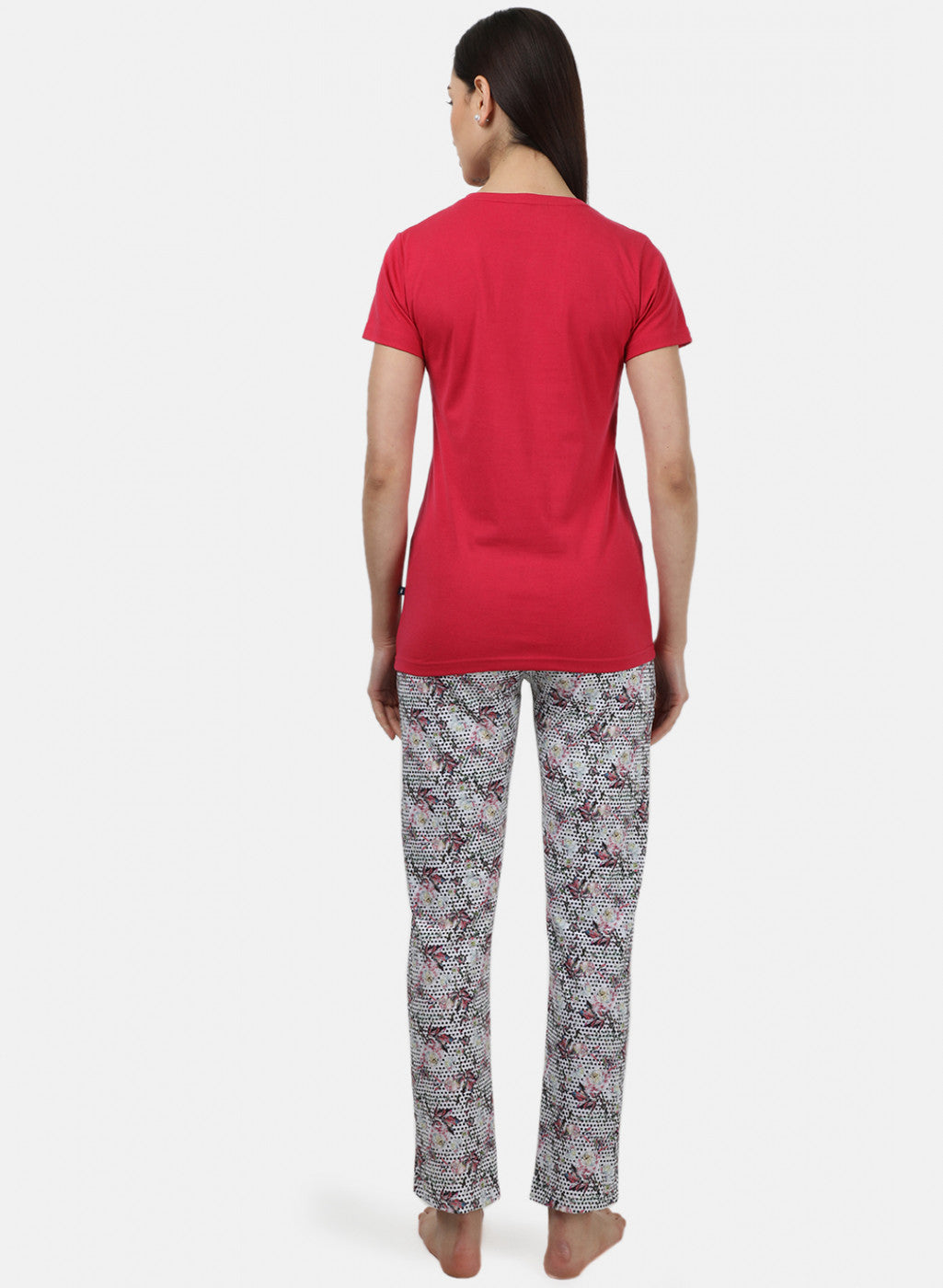 Womens Red & Off White Printed Lower Sets