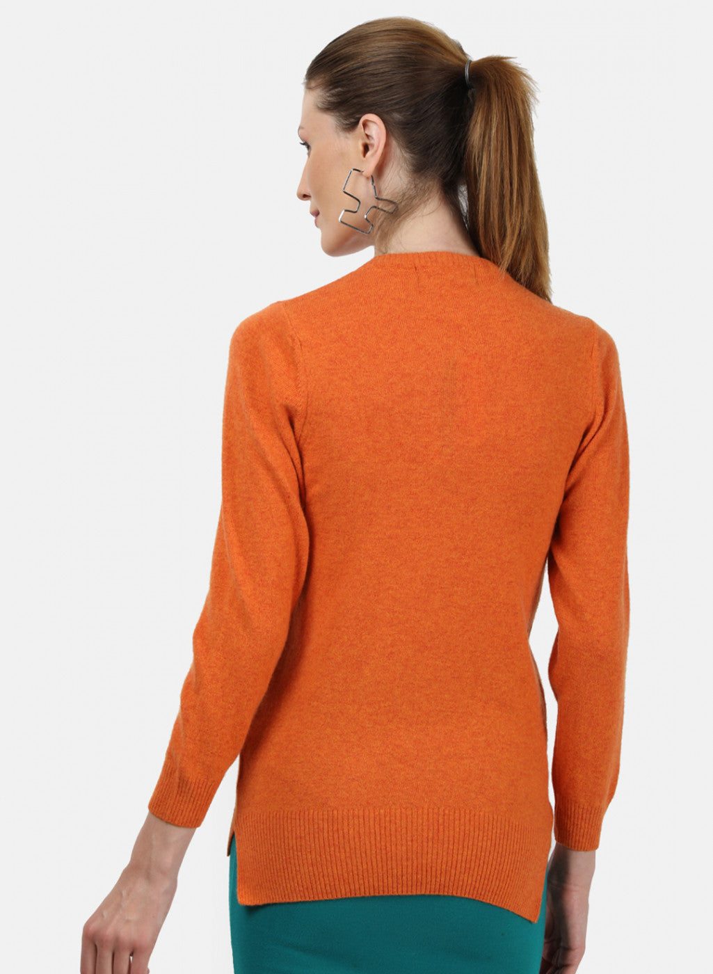 Women Orange Solid Cardigan