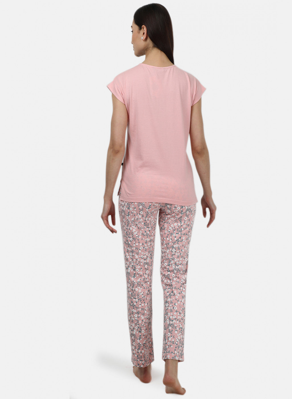 Womens Off White & Pink Printed Lower Sets