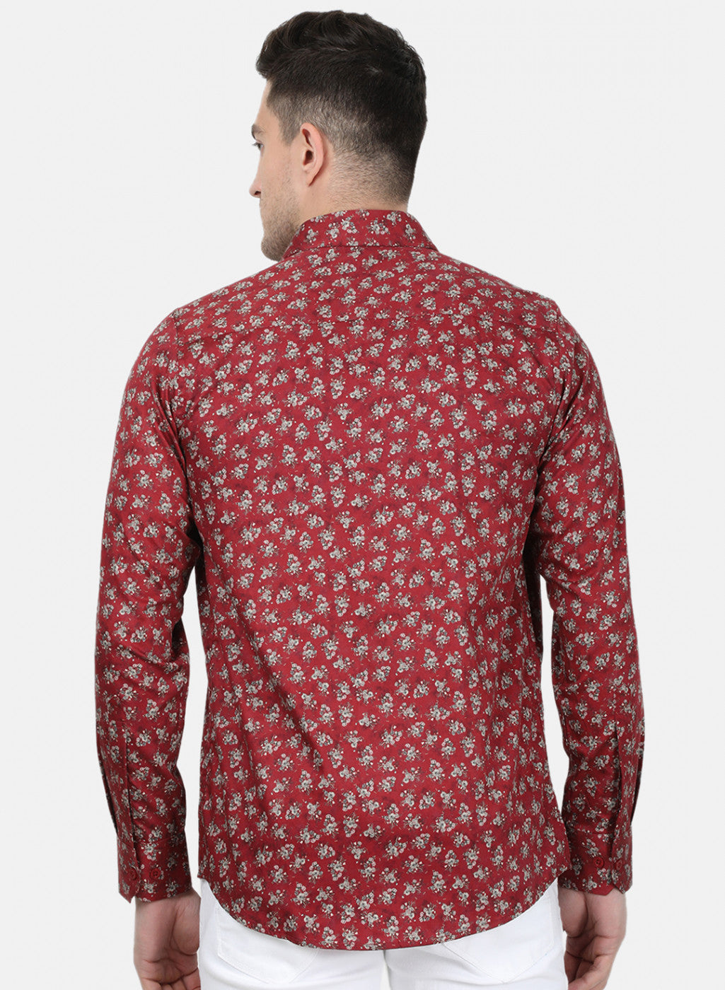 Mens Maroon Printed Shirt