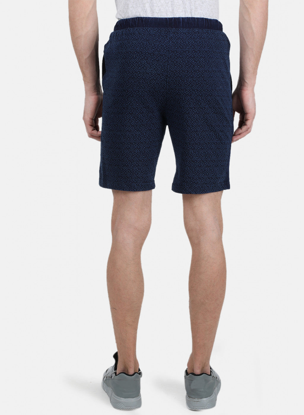 Mens Blue Self Bermuda