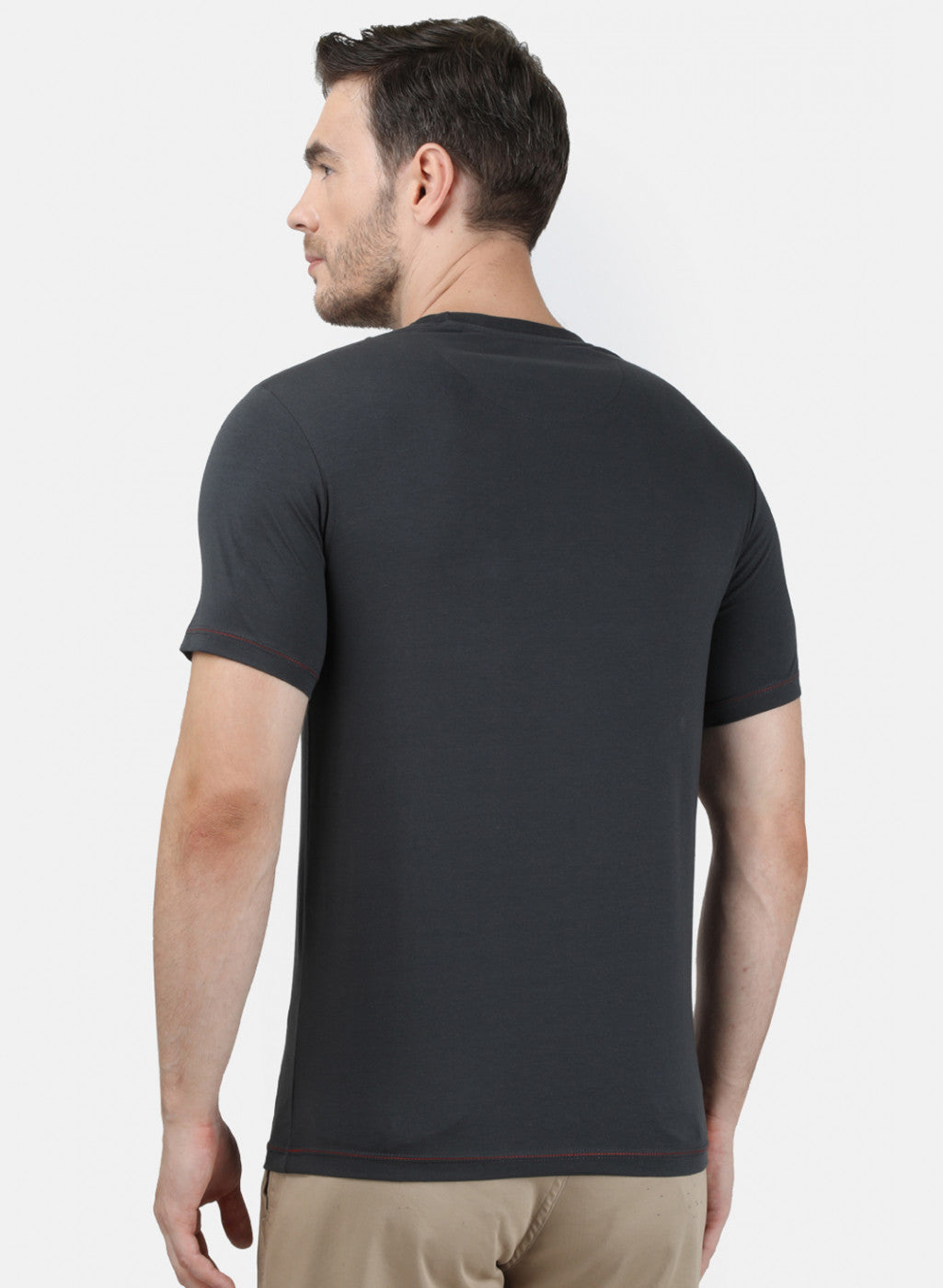 Mens Dark Grey Printed T-Shirt