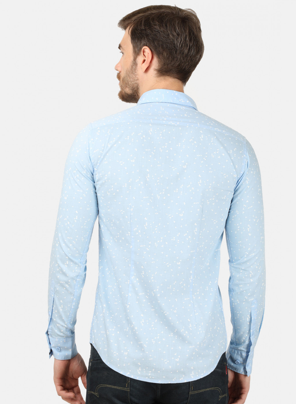 Mens Sky Blue Printed Shirt