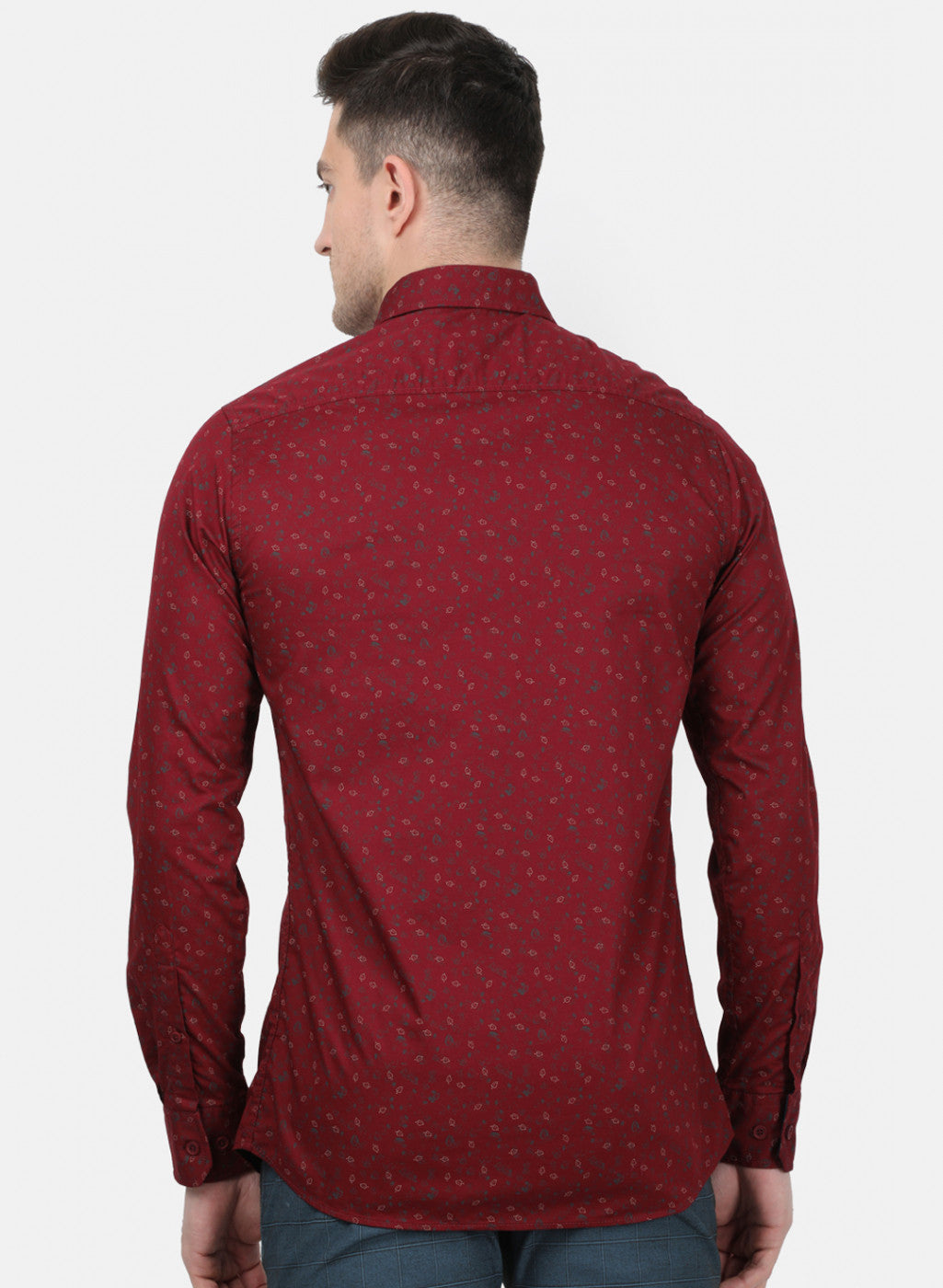 Mens Maroon Printed Shirt