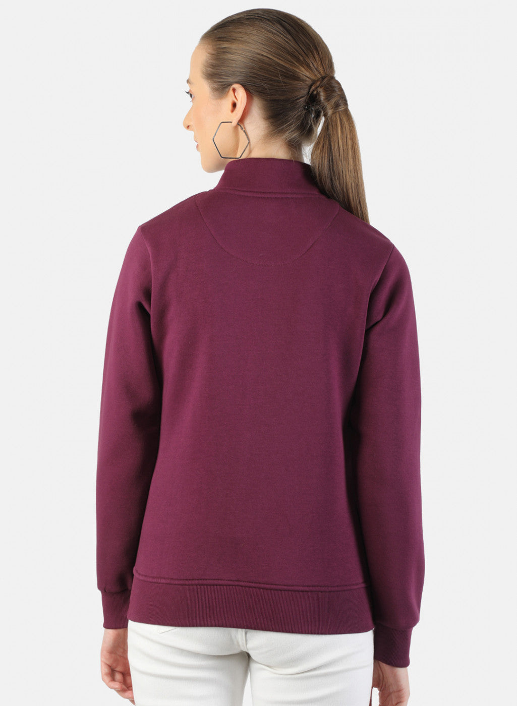 Women Purple Plain Sweatshirt