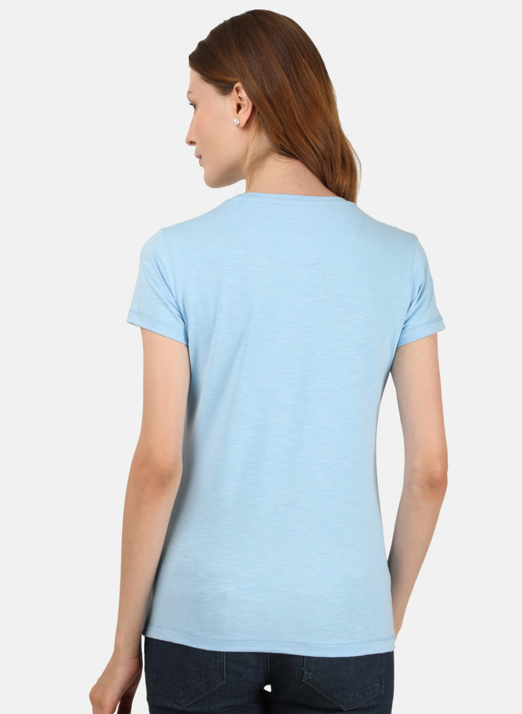 Womens Sky Blue Printed Top