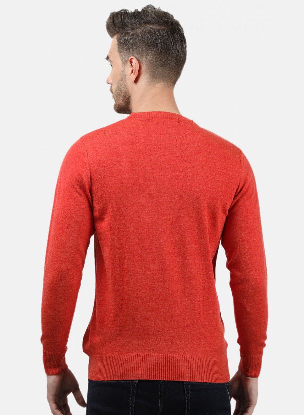 Men Orange Solid Pullover