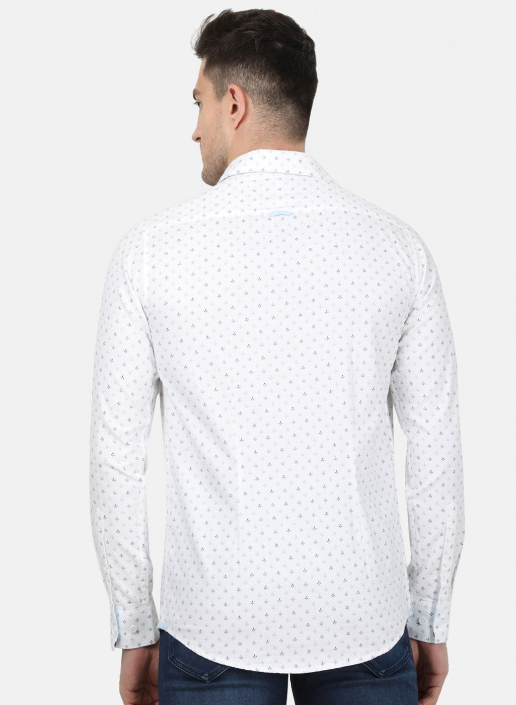 Mens White Printed Shirt