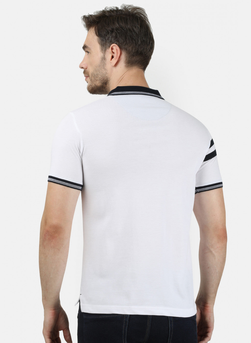 Mens White Plain Collar T-Shirts