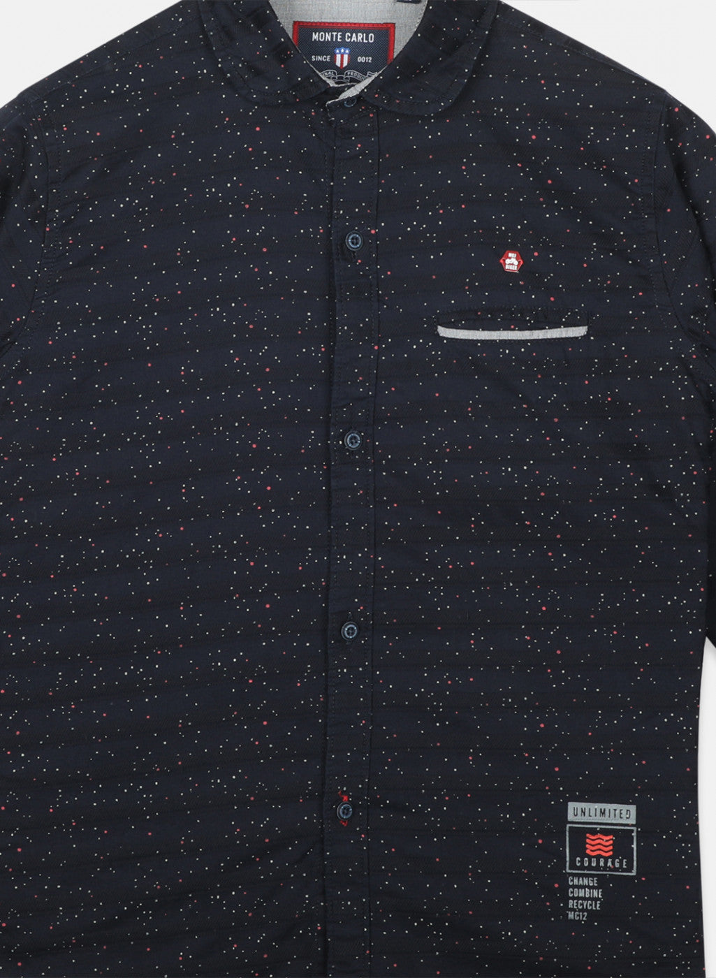 Boys Navy Blue Printed Shirt