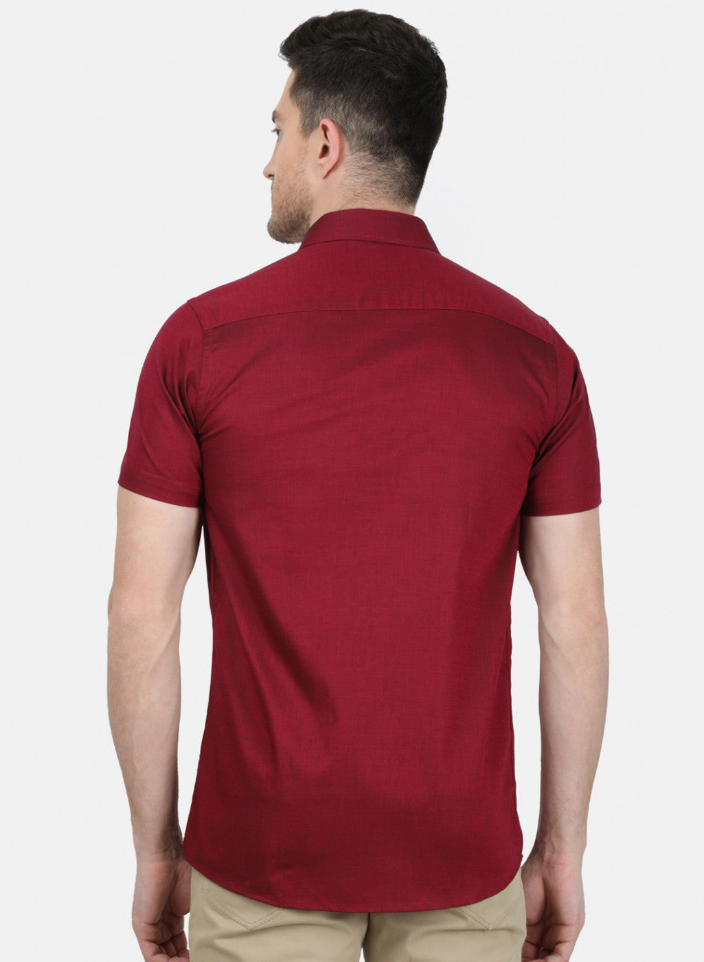 Mens Maroon Printed Shirt