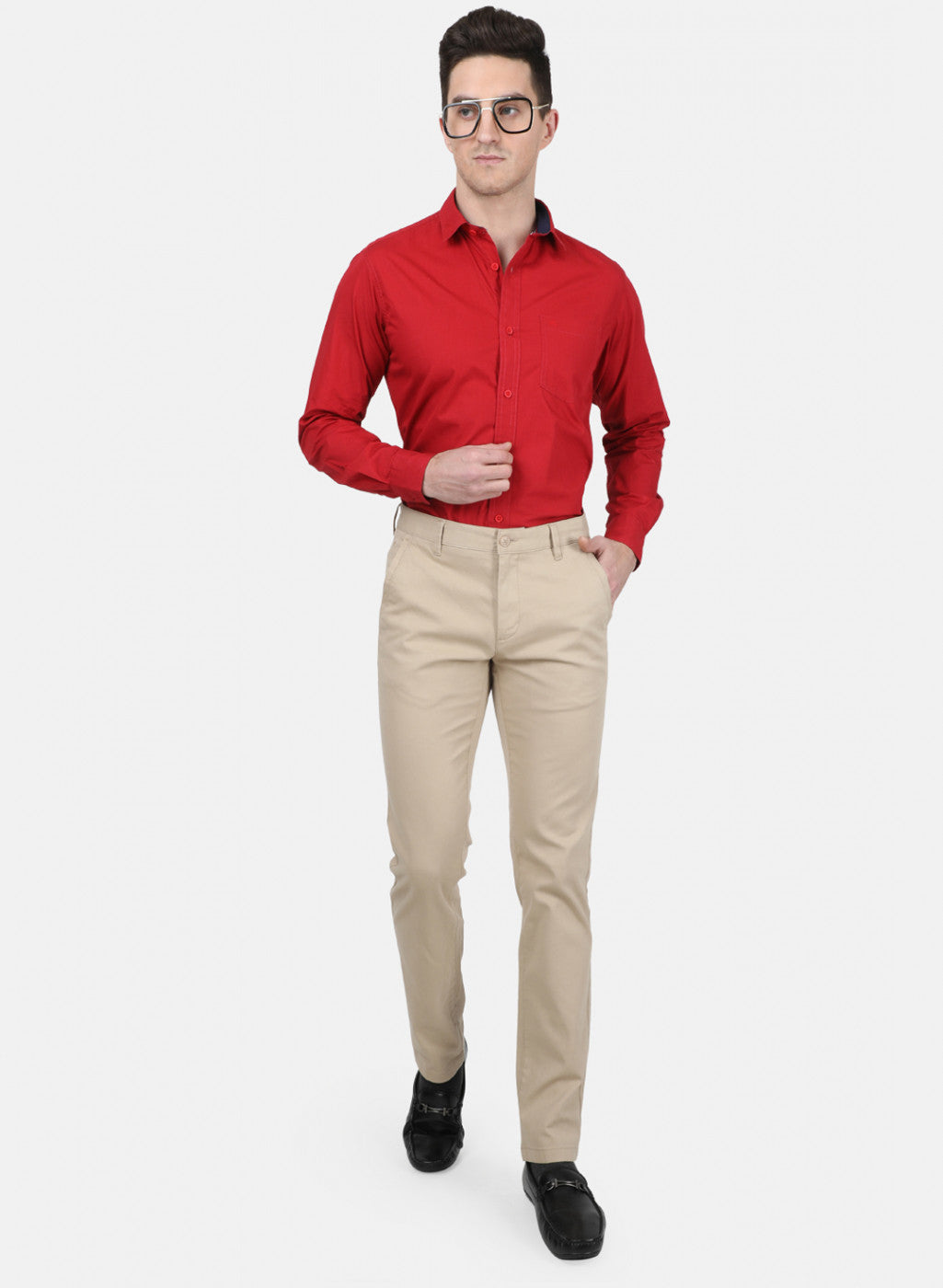 Mens Red Solid Shirt
