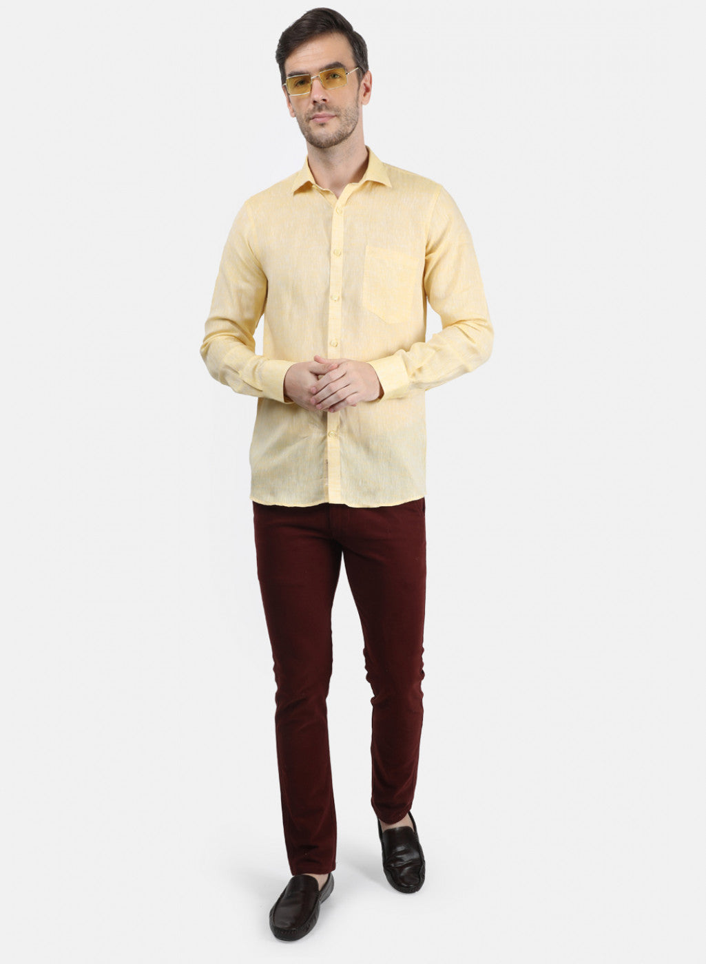 Men Yellow Solid Shirt