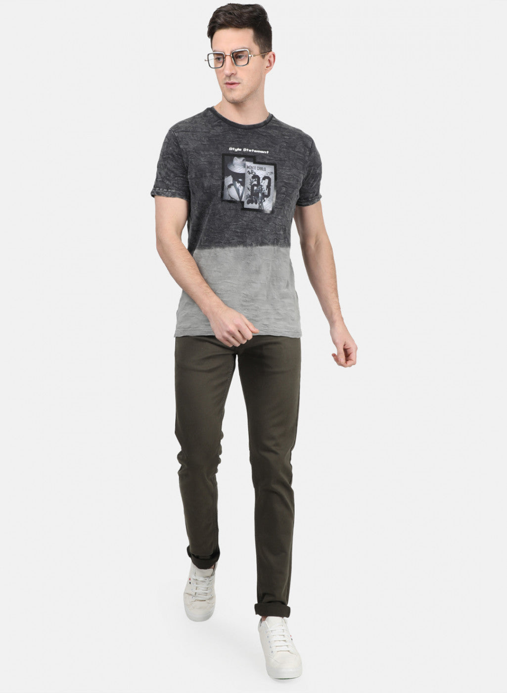 Mens Black Printed T-Shirt