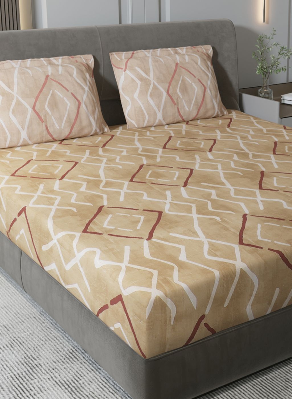 140TC Pure Cotton King Bedsheet with 2 Pillow Covers