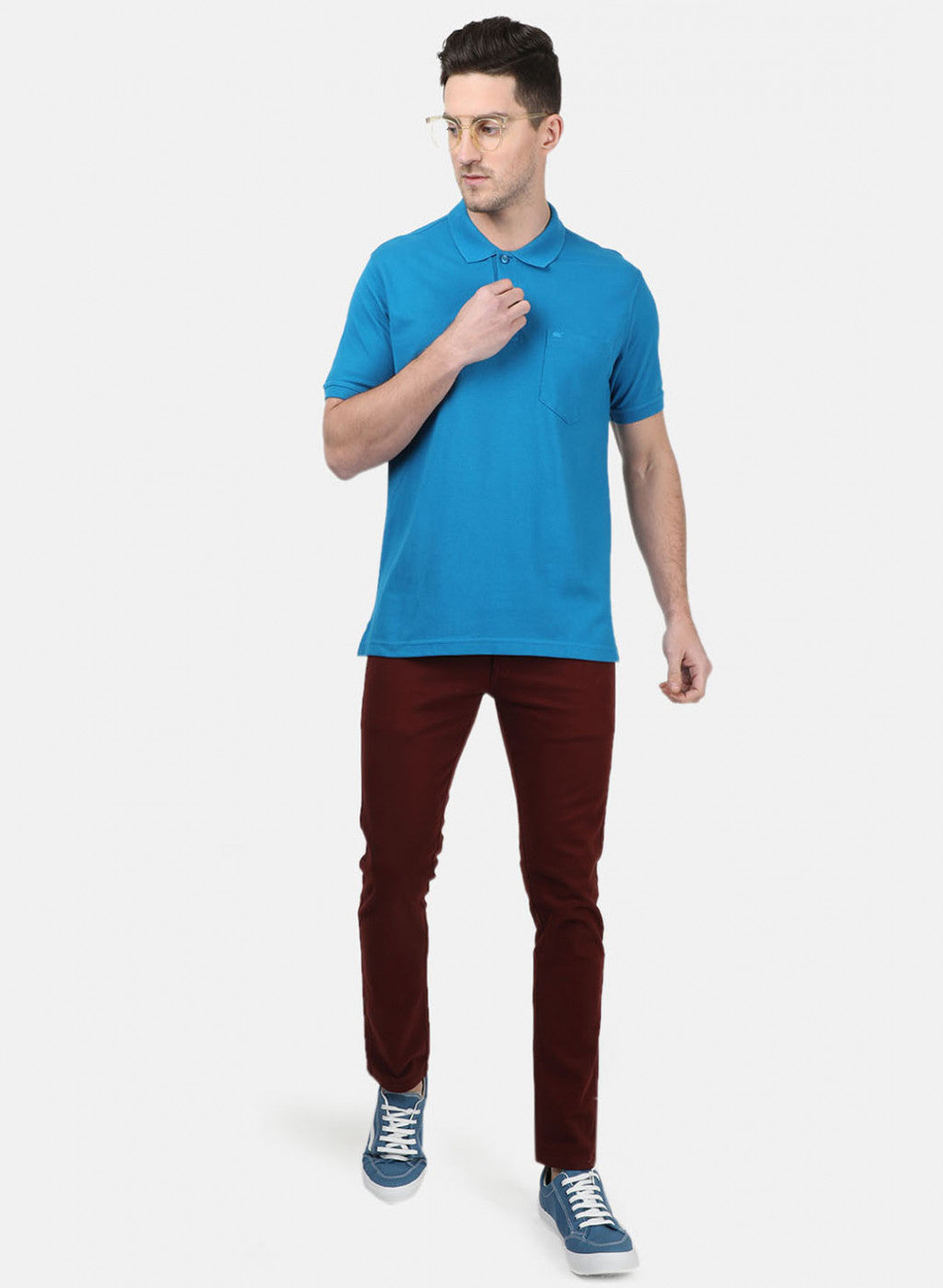 Mens Blue Plain T-Shirts