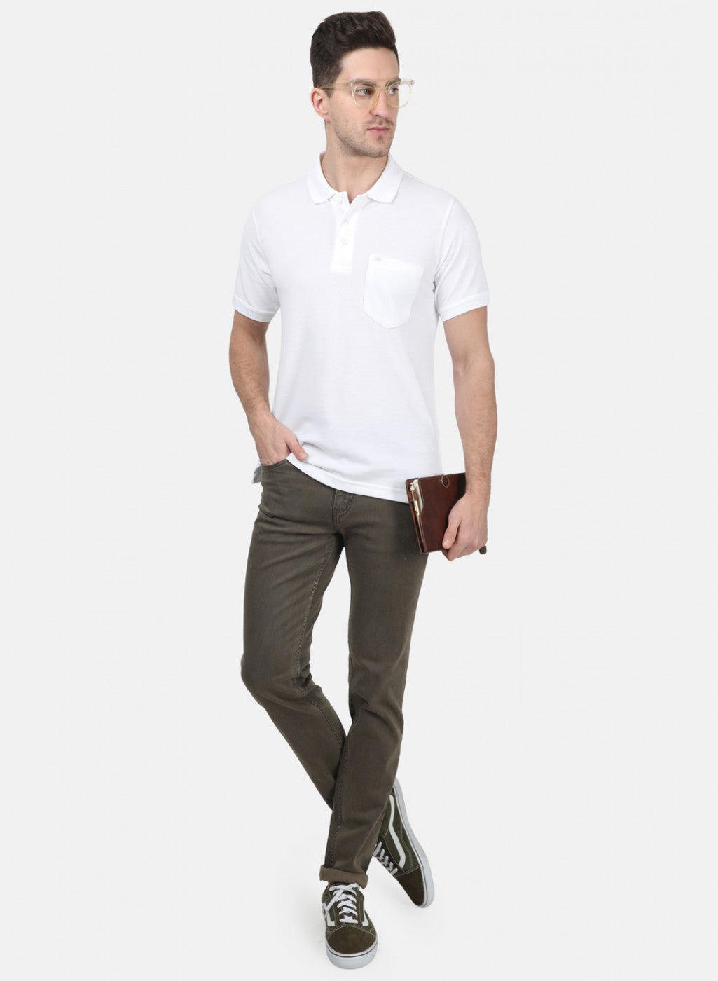 Mens White Plain T-Shirts