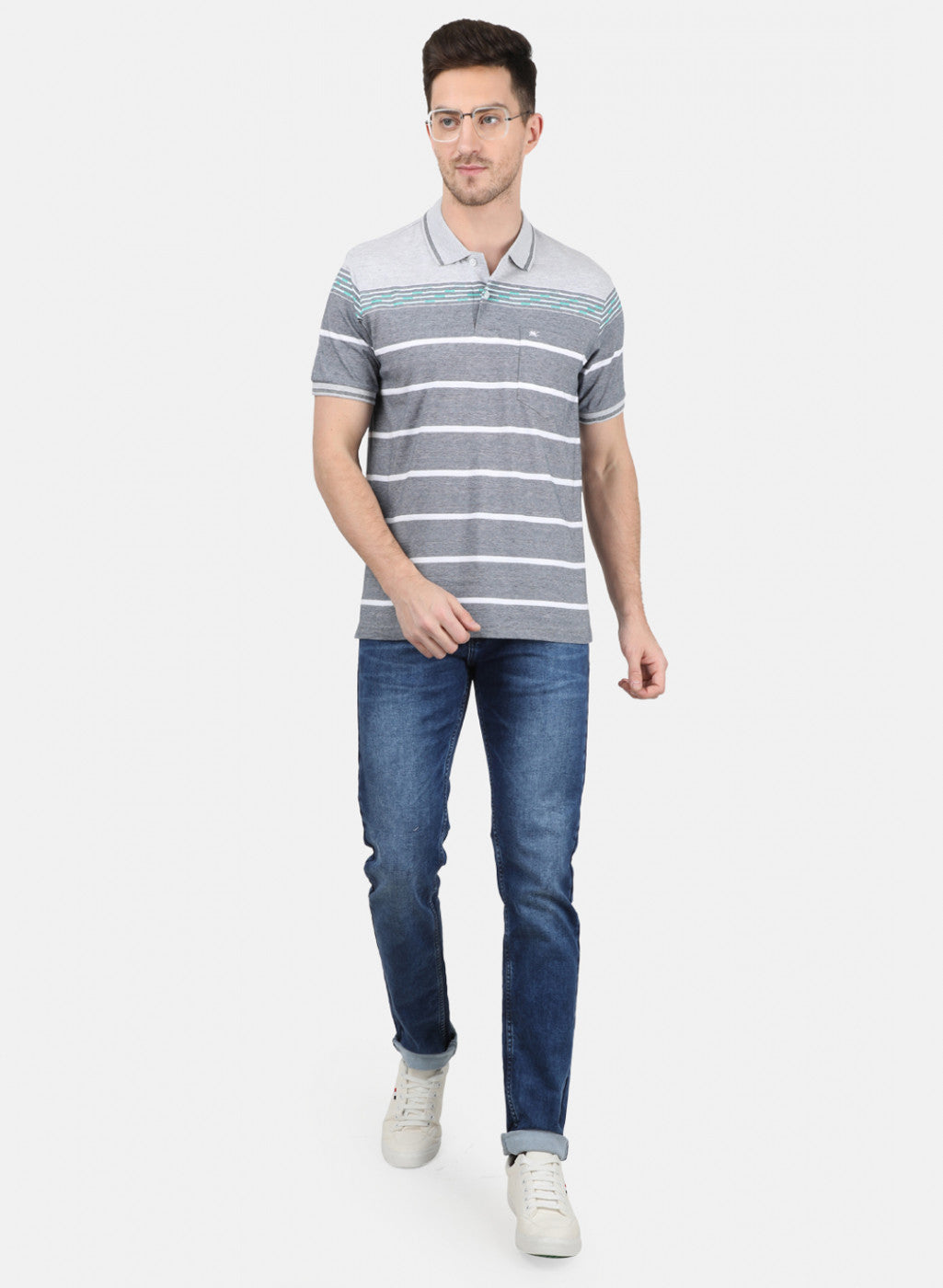 Mens Grey Stripe T-Shirt