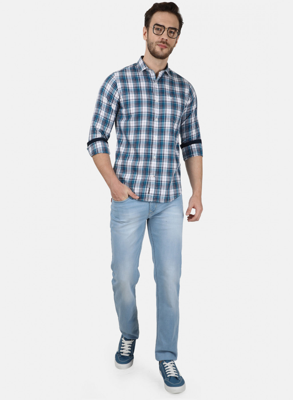 Mens Blue Check Shirt
