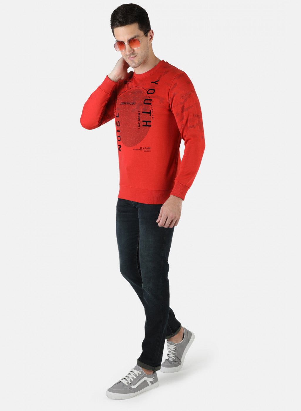 Men Orange Printed Sweatshirt