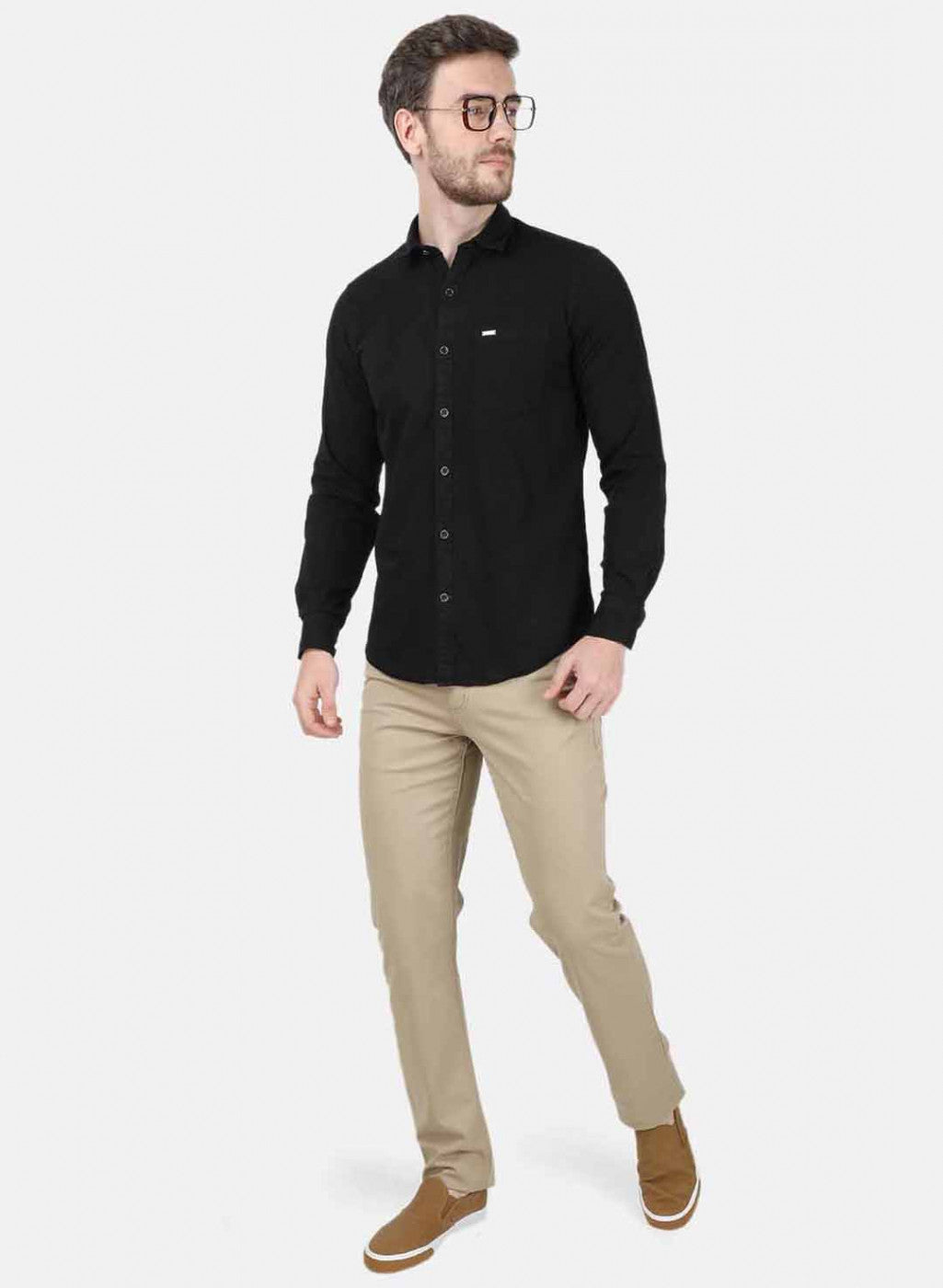 Mens Black Solid Shirt