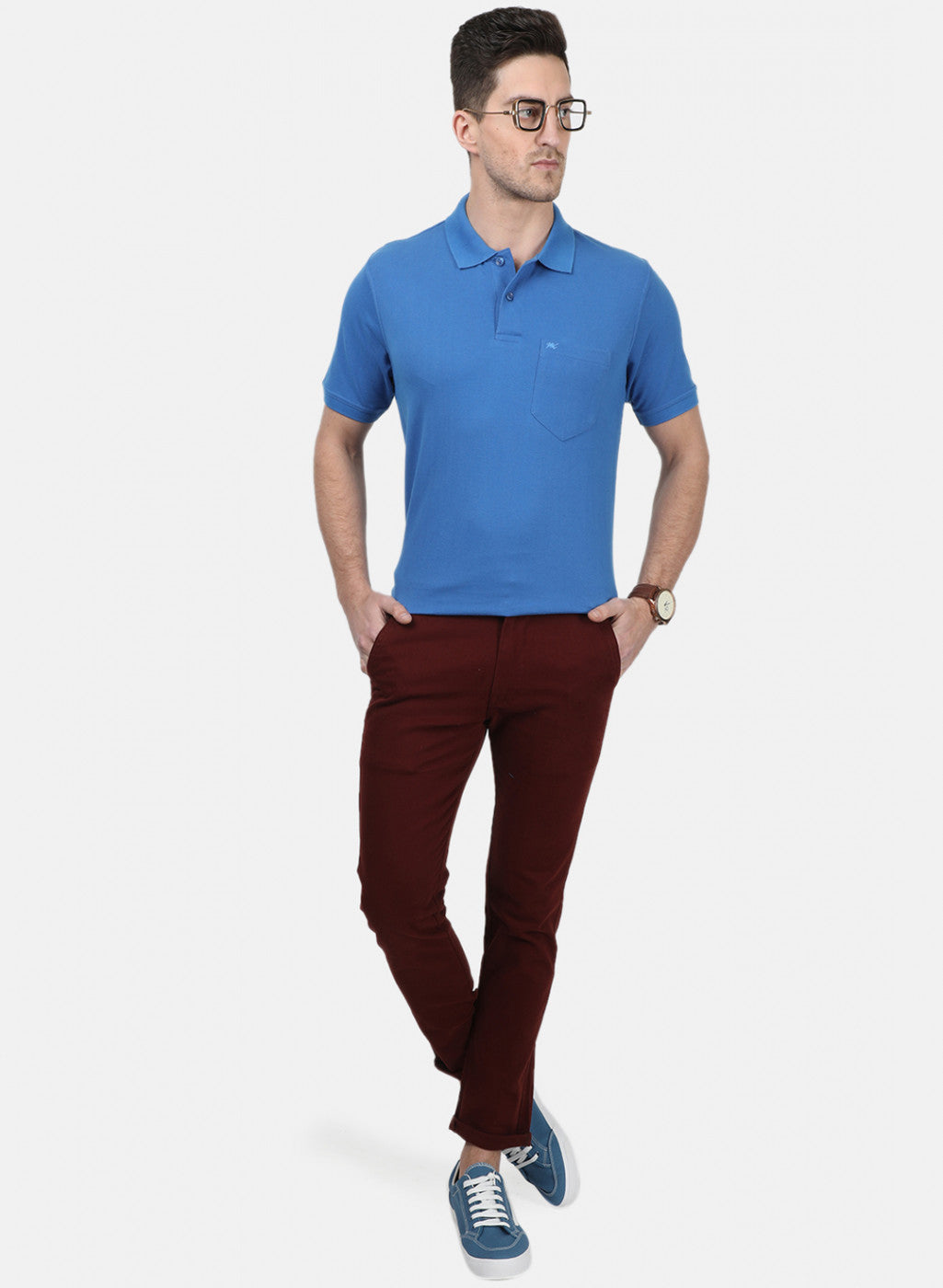 Mens Blue Plain T-Shirts