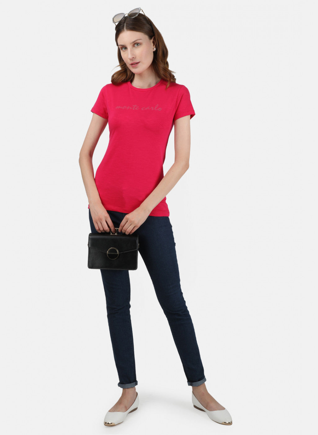 Womens Dark Pink Printed Top