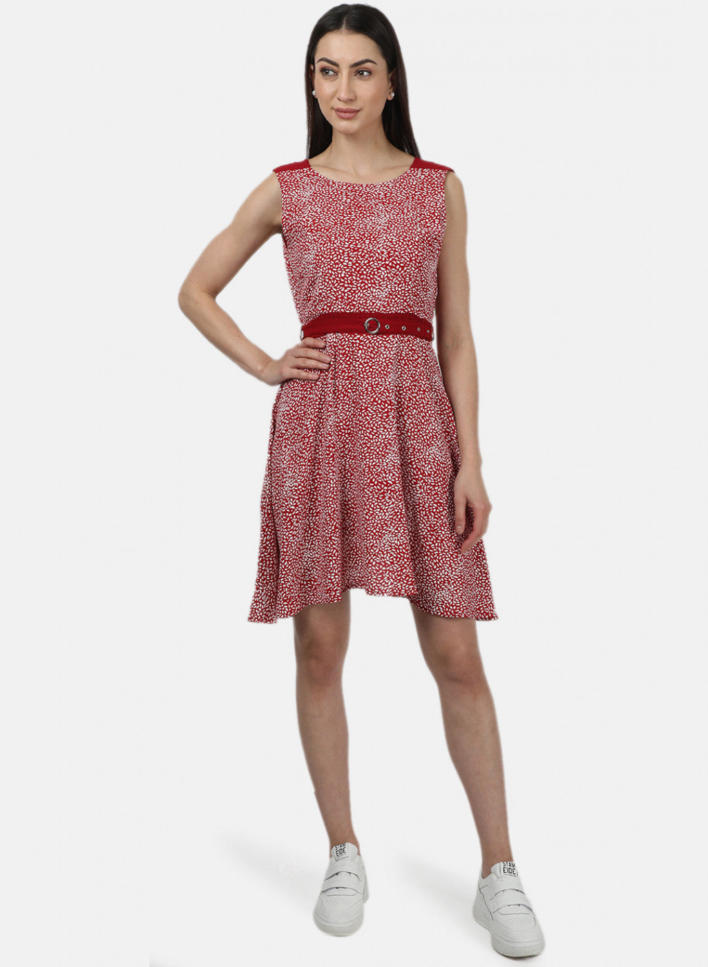Womens Red Printed Dress