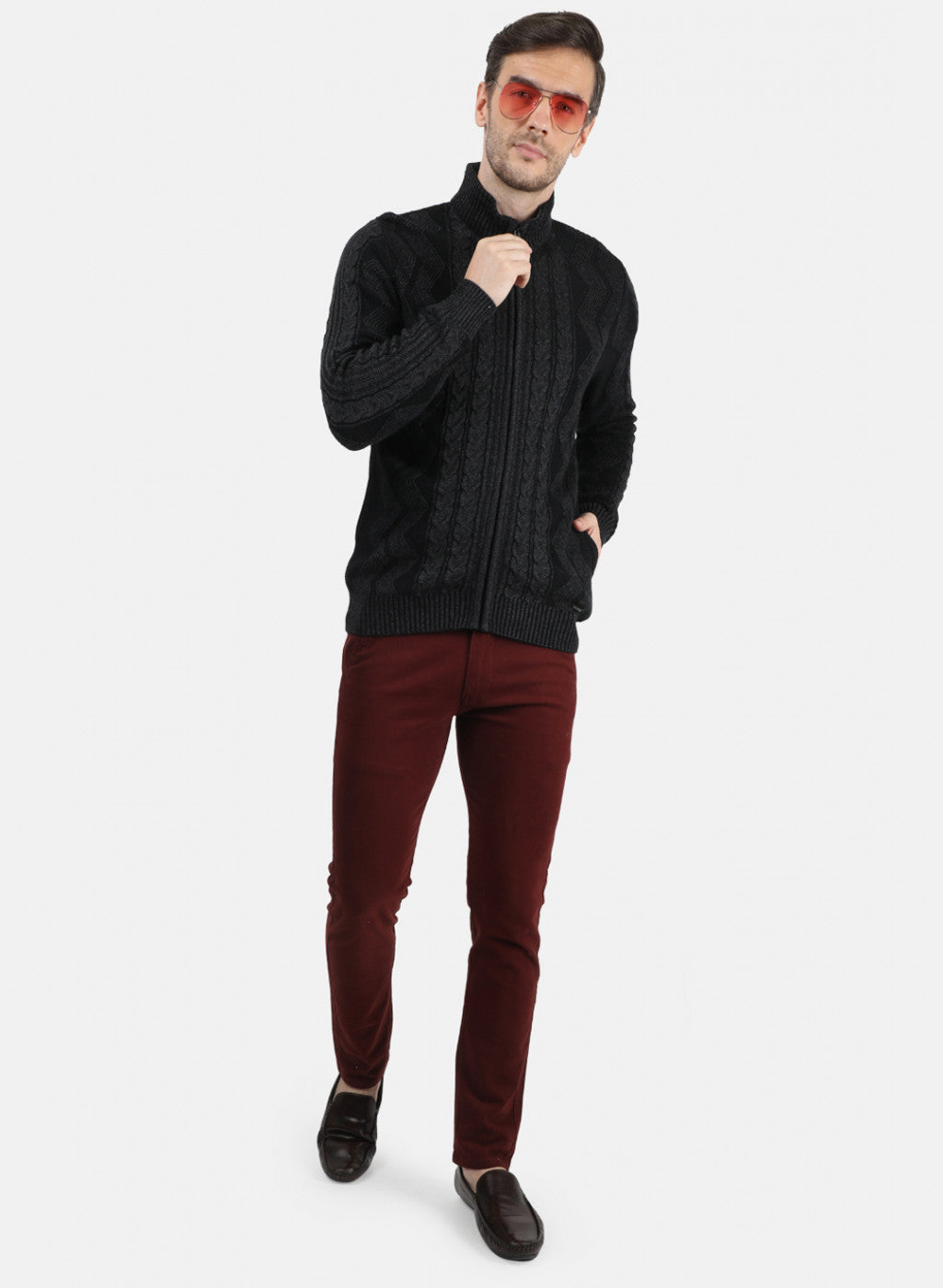 Men Black Solid Pullover