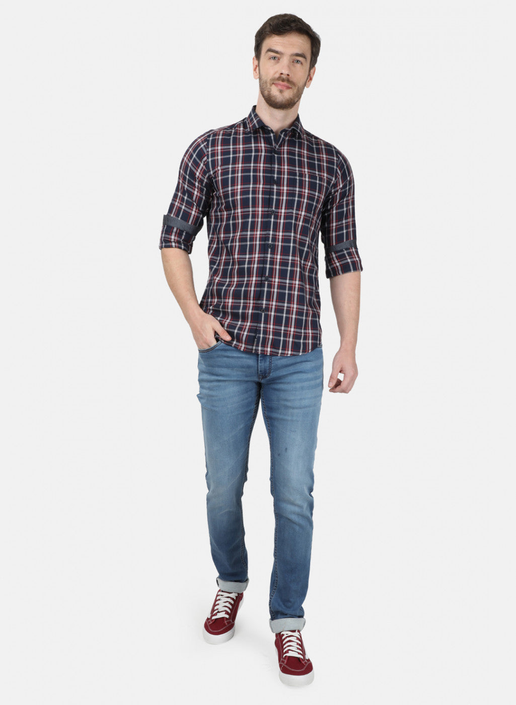 Mens NAvy Blue Check Shirt