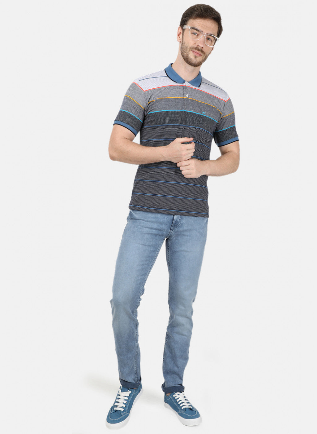 Mens Multi Color Stripe T-Shirt