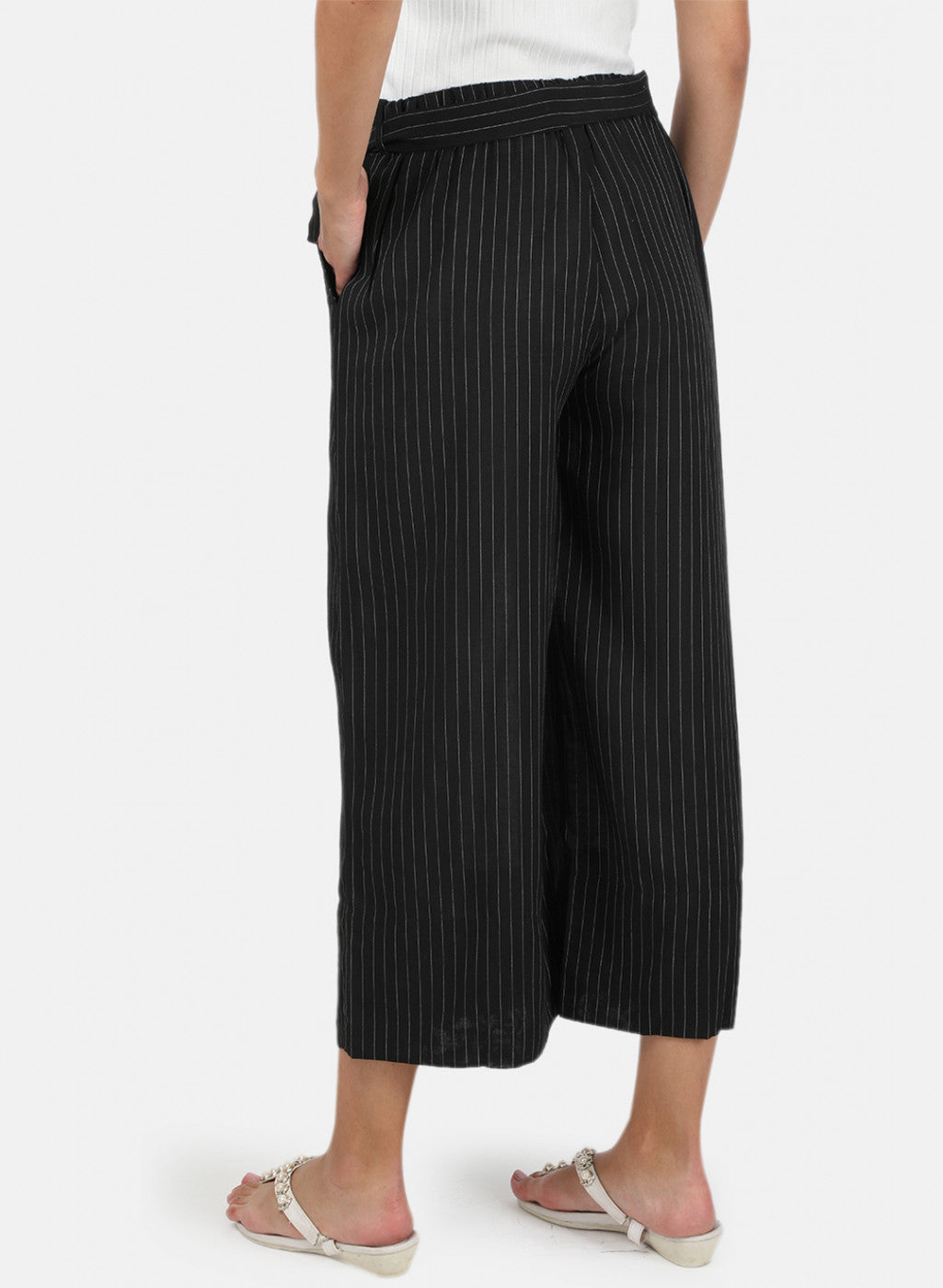 Womens Black Stripe Palazzo