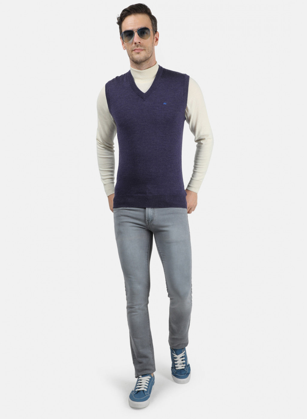 Men Purple Solid Sweater