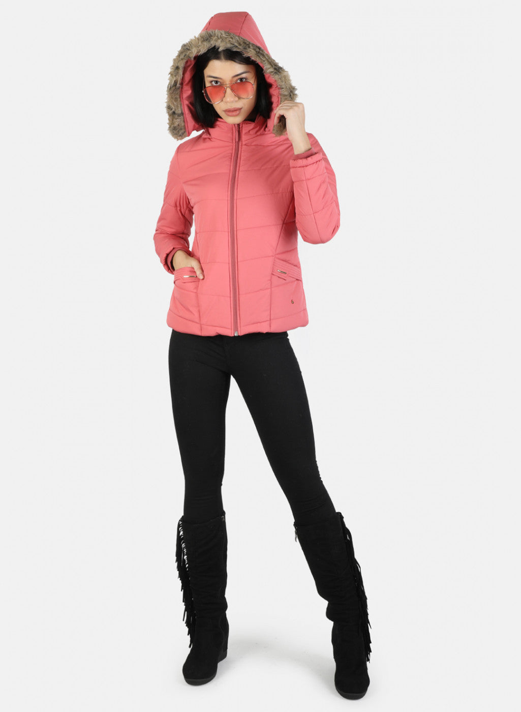 Women Pink Plain Jacket