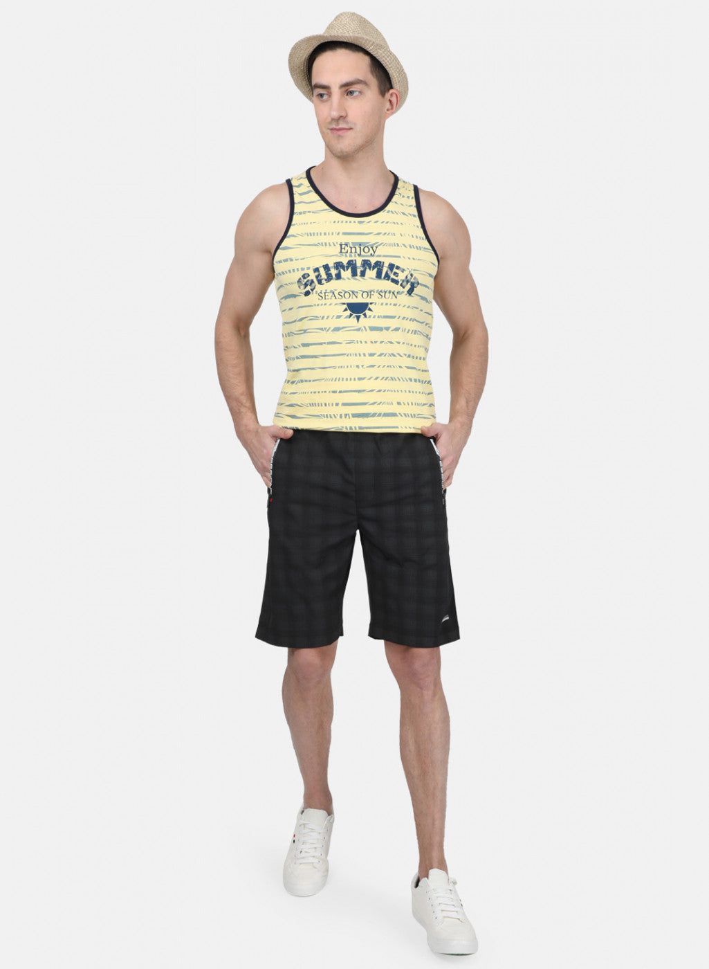 Mens Black Printed Short