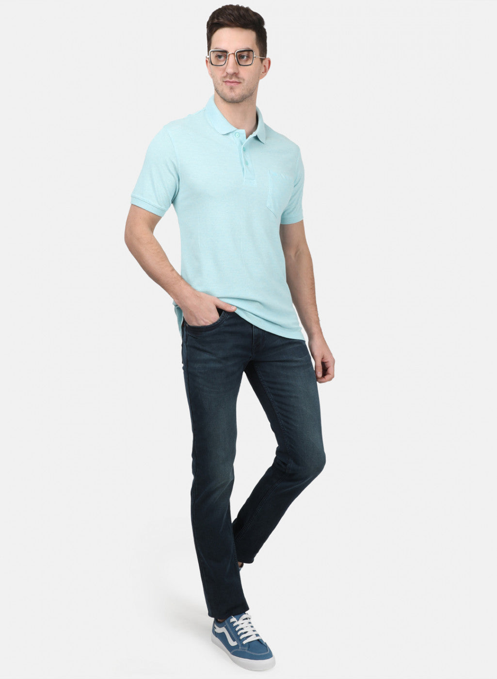 Mens Sky Blue Plain T-Shirts