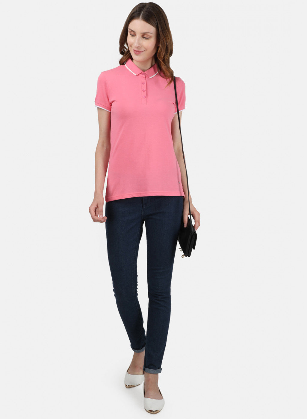 Womens Light Pink Plain T-Shirt