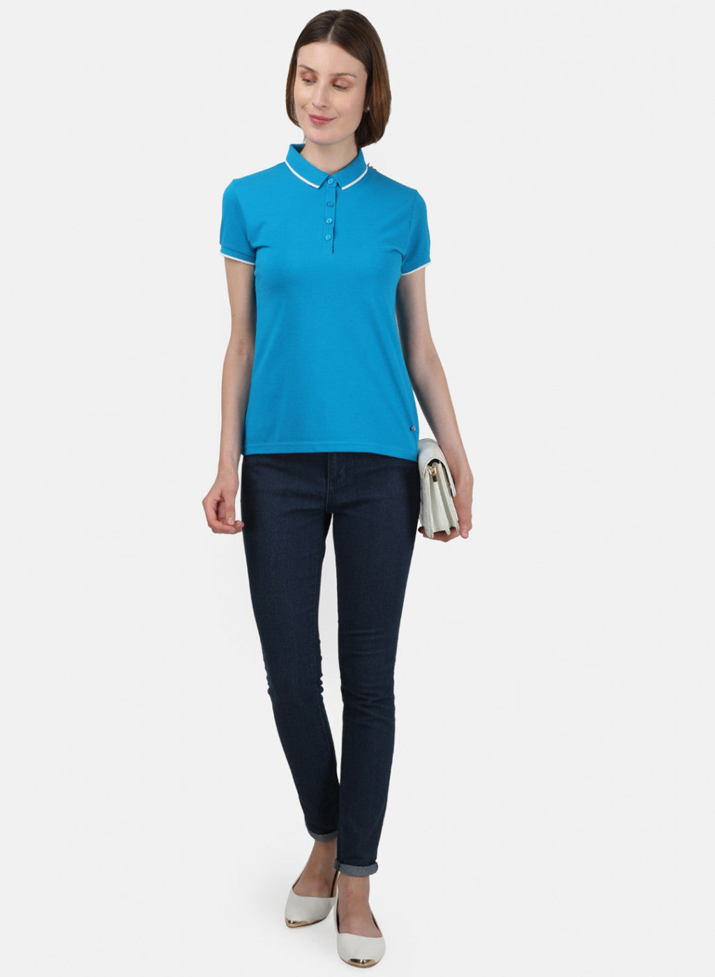 Womens Blue Plain T-Shirt