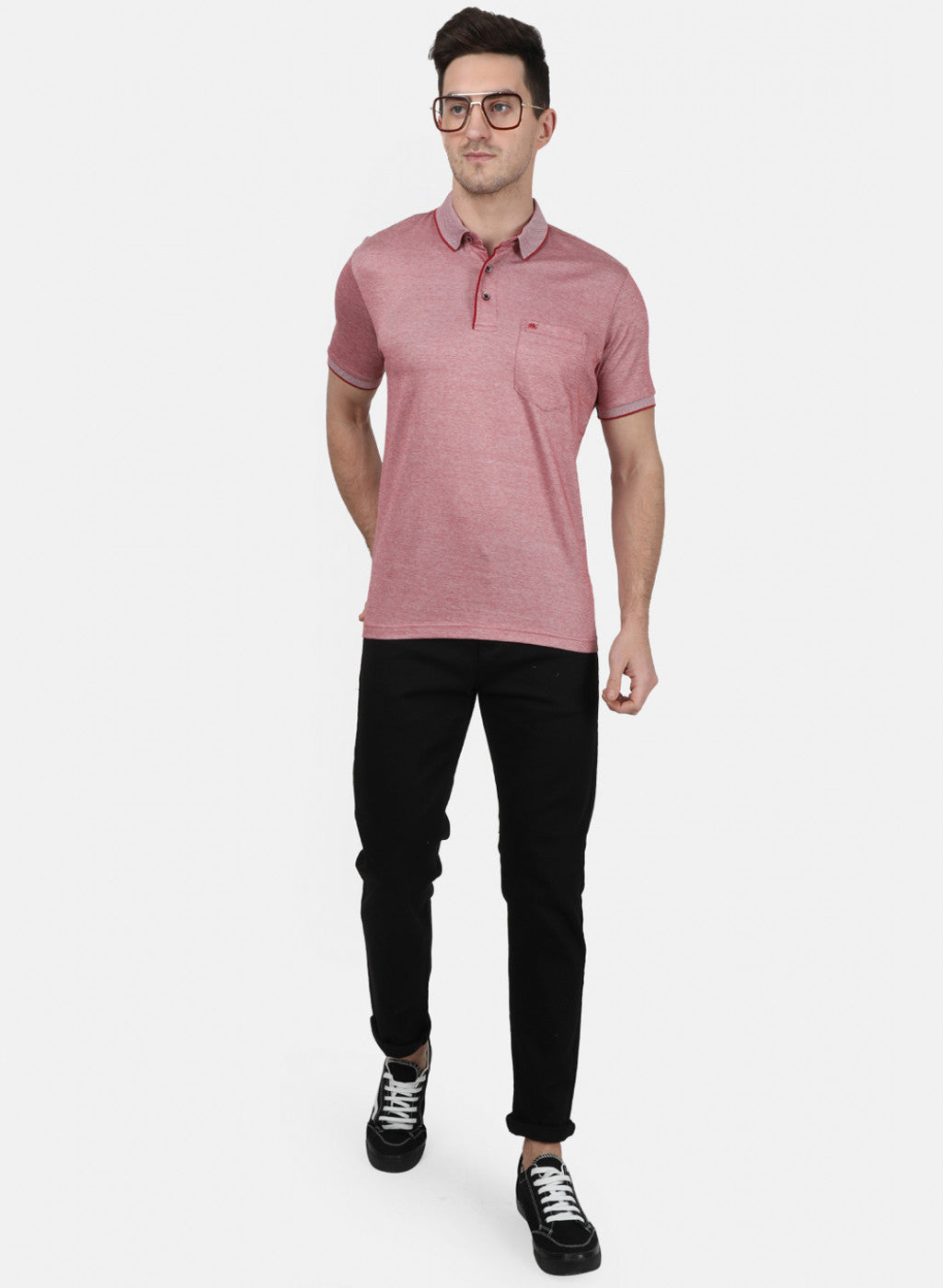 Mens Maroon Plain T-Shirt
